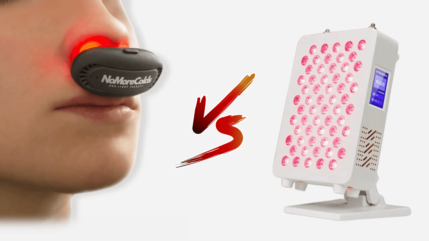 Comparison of a small NoMoreColds red light device versus a larger panel device