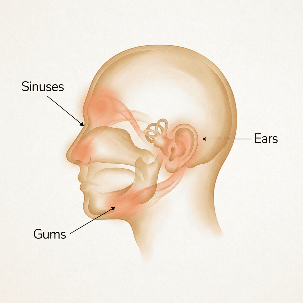 It treats your ears and gums as part of the same problem