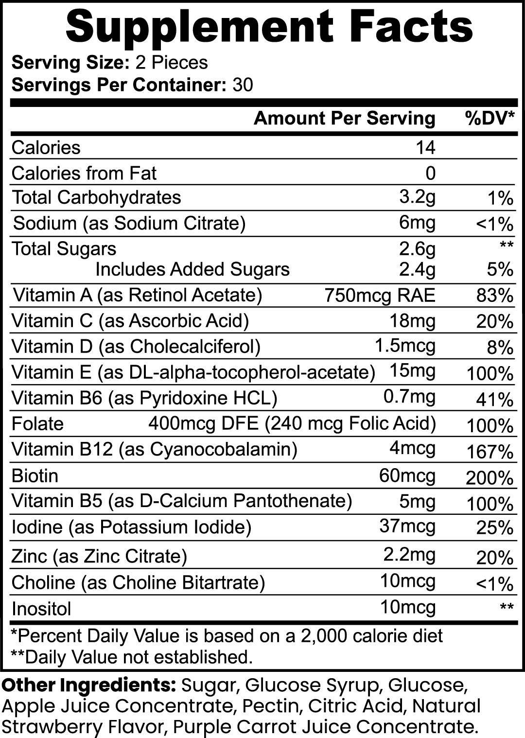 NoMore® VitaminDeficits - Multivitamin Bear Gummies (Strawberry)